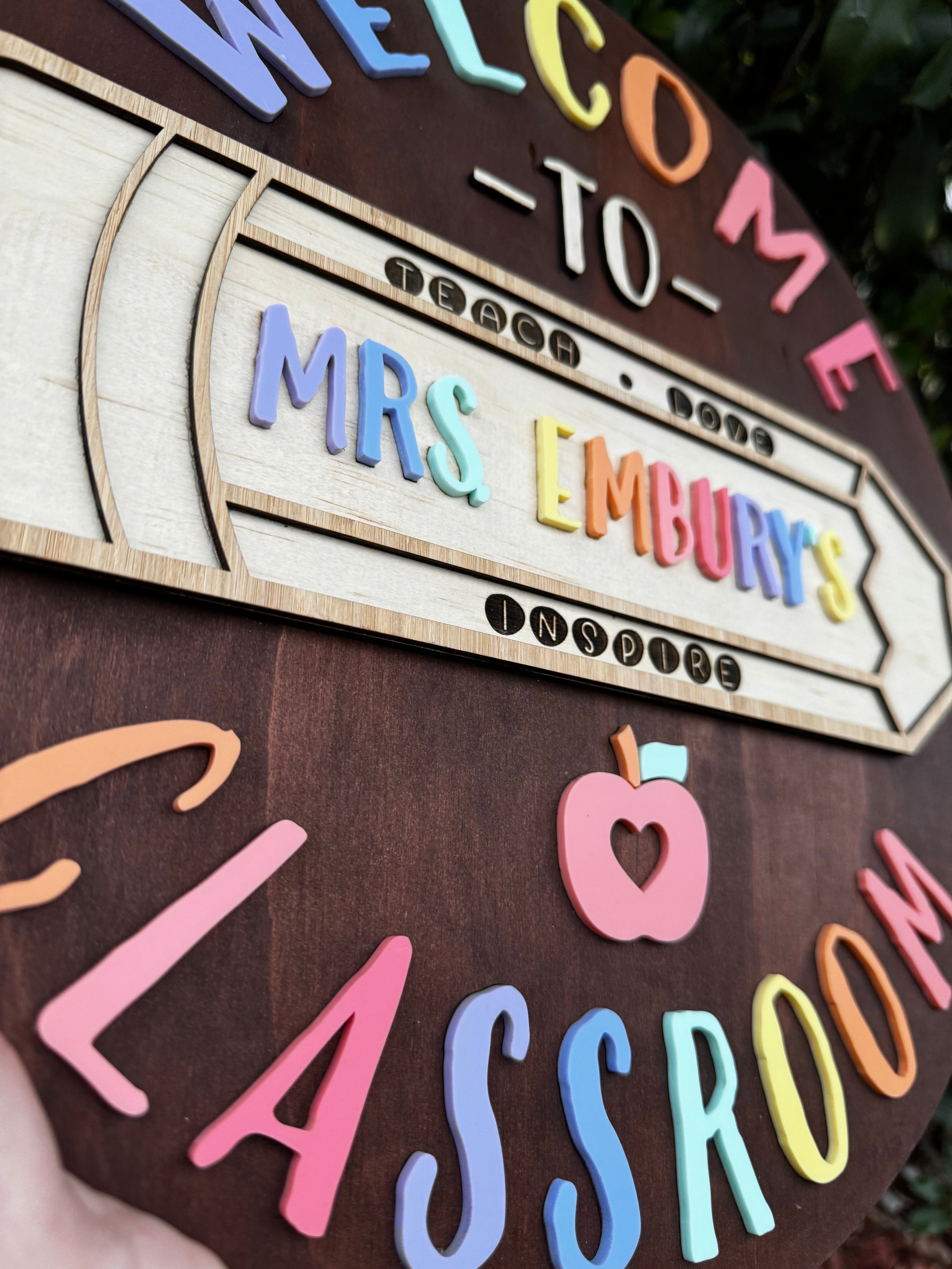 Welcome to Classroom Personalised Plaque