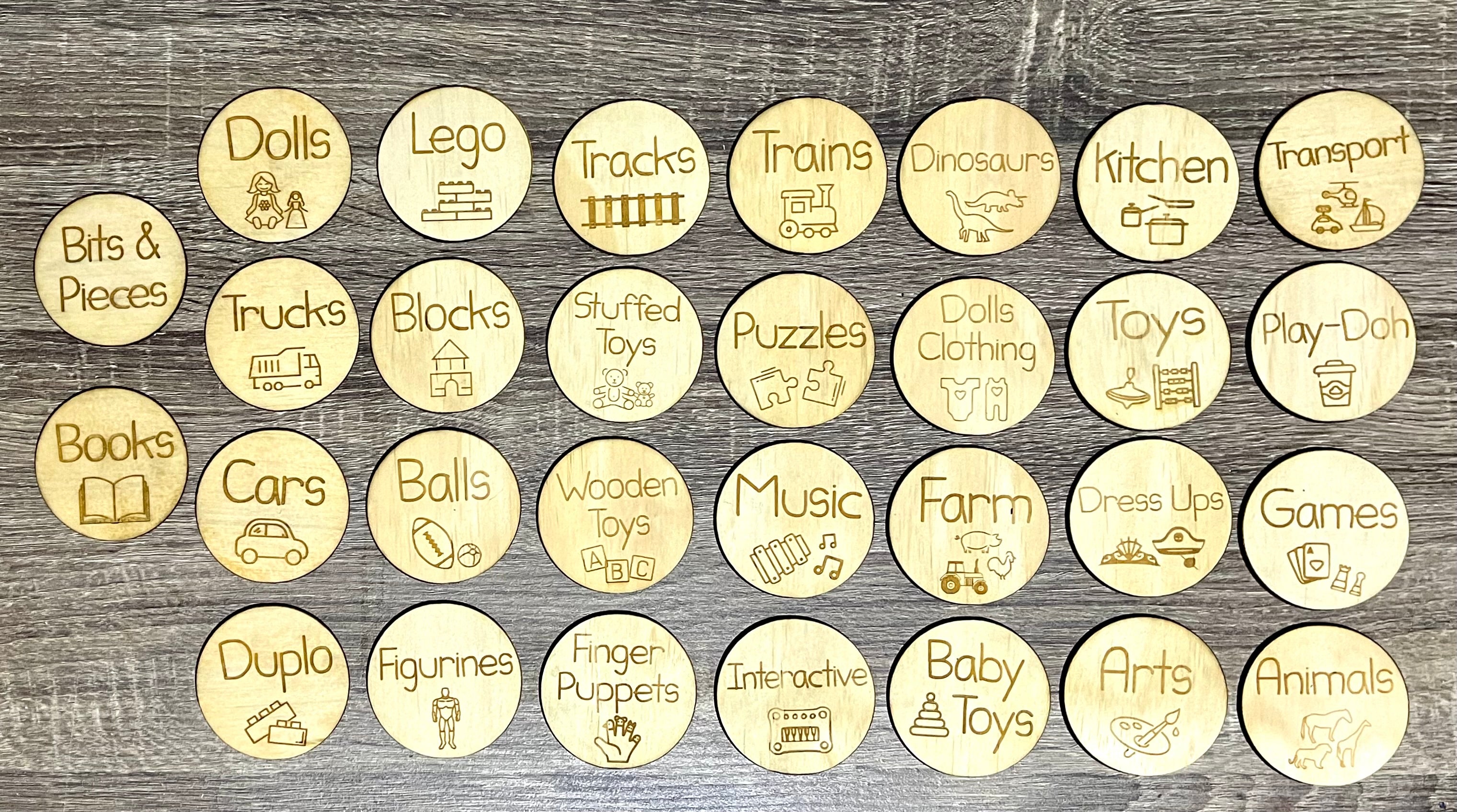 Wooden Toy Storage Labels